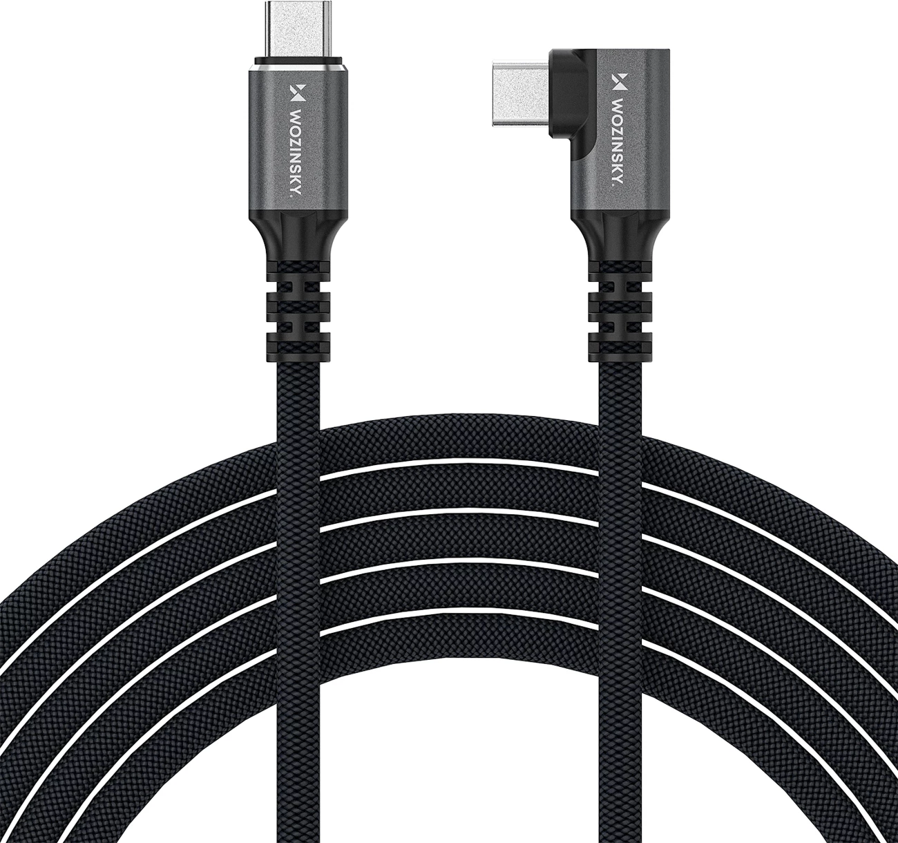 Kabllo USB-C Thunderbolt 4 me kënd 90°, Wozinsky WPS2-UY41S, 240W 40Gbps 2m, e zezë