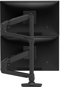 Krah mbajtës për monitorë Ergotron LX Dual Stacking Arm Tall Pole, 2 monitorë deri 40", VESA 75x75/100x100, clamp, 20 kg, i zi mat