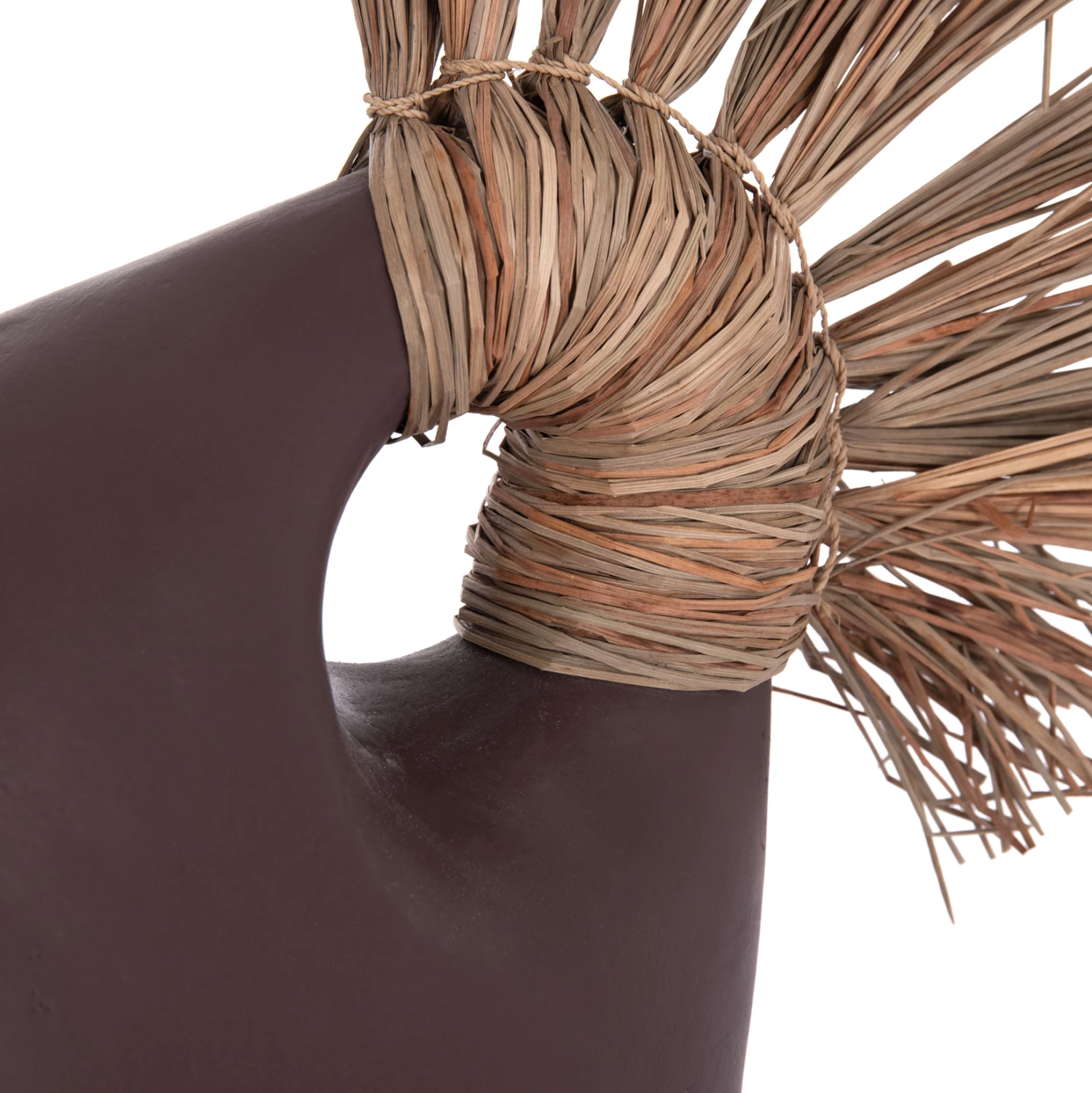 Vazo dekorative tavoline ALICA2, terrakotë, ngjyrë çokollate, bar i thatë, 44x18x50cm