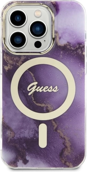Mbështjellës Guess Golden Marble MagSafe për iPhone 14 Pro 6.1", vjollcë