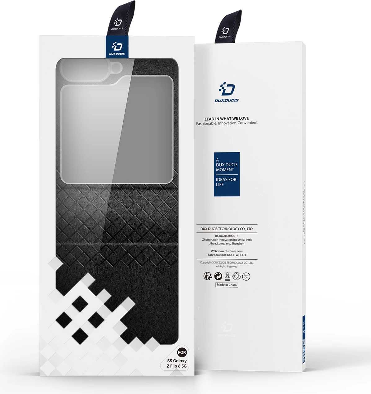 Mbështjellës Dux Ducis Brill për Samsung Galaxy Z Flip 6, lëkurë ekologjike, i zi