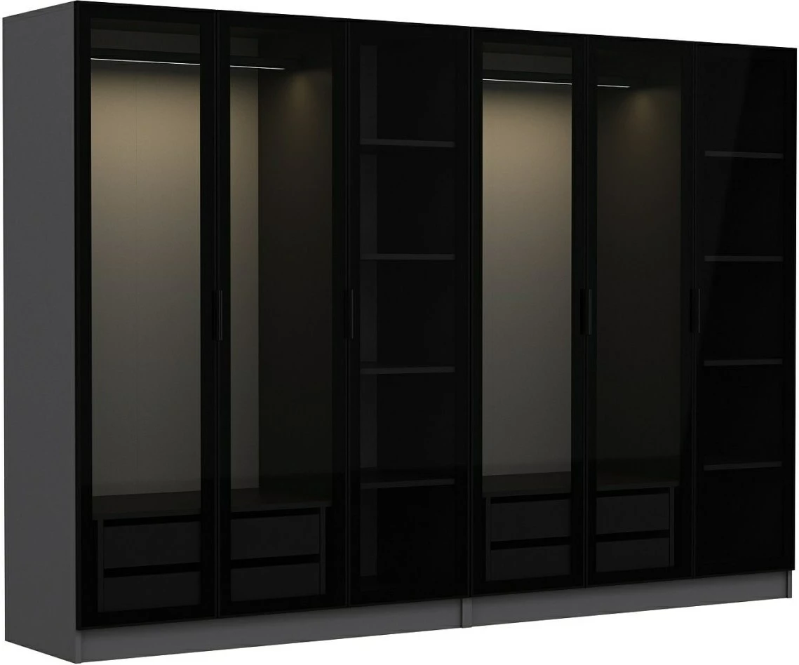 Dollap Skye Decor, anthracite e zi, 270x190x52cm, 8 pjesë