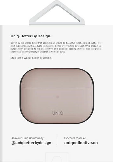 Mbështjellës UNIQ Lino për AirPods Pro 2, silikon, rozë, me rrip