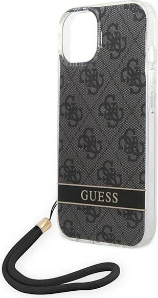 Mbështjellës Guess GUOHCP14MH4STK për iPhone 14 Plus 6.7", 4G Print Strap, i zi