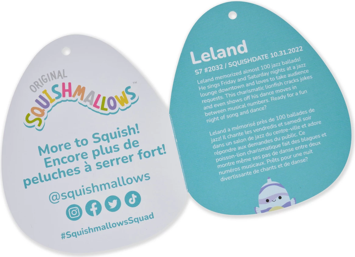 Original Squishmallows 7.5' Soft Toy - Leland the Blue Striped Fish