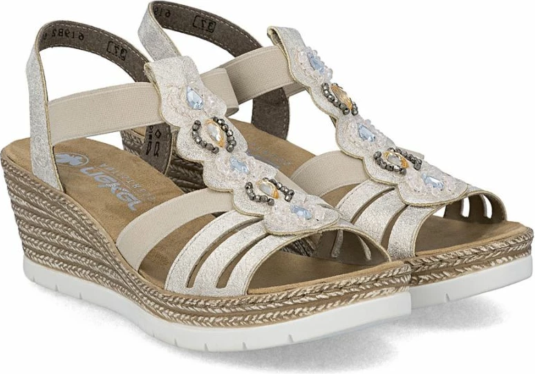 Sandale espadrille për femra Rieker 619B2-60, bezhë