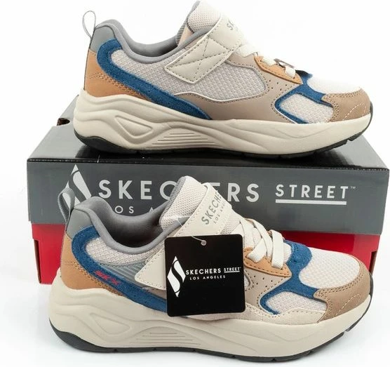 Atlete për djem Skechers Nova Jogger Velcro 419001L/NTBL, bezhë/blu [Madhësia: 30]
