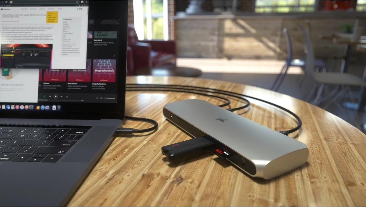 Docking station Corsair TBT100 Thunderbolt 3, alumini, stainless steel