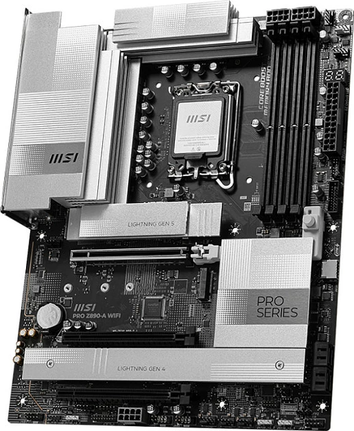 Pllakë amë MSI PRO Z890-A WIFI, Intel Z890, LGA 1851, DDR5, ATX, Wi‑Fi 7, 5G LAN, argjendtë