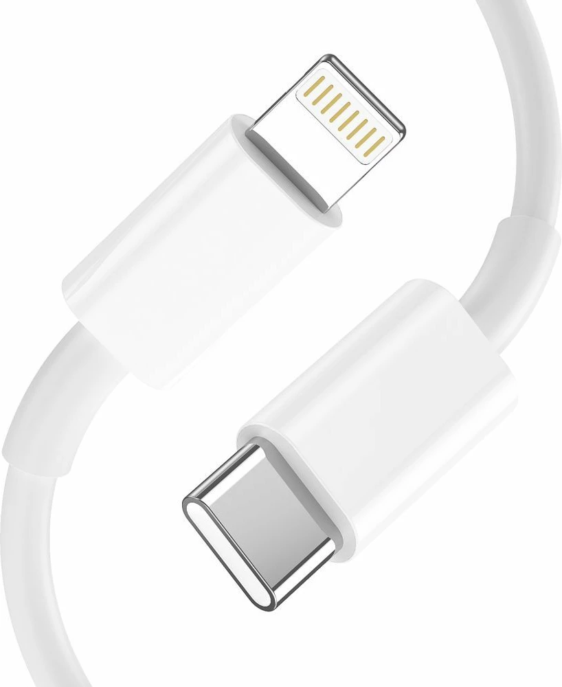 Karikues muri Tech-Protect C20W me USB-C PD 20W / USB-A QC 3.0 dhe kabllo USB-C në Lightning, Bardhë