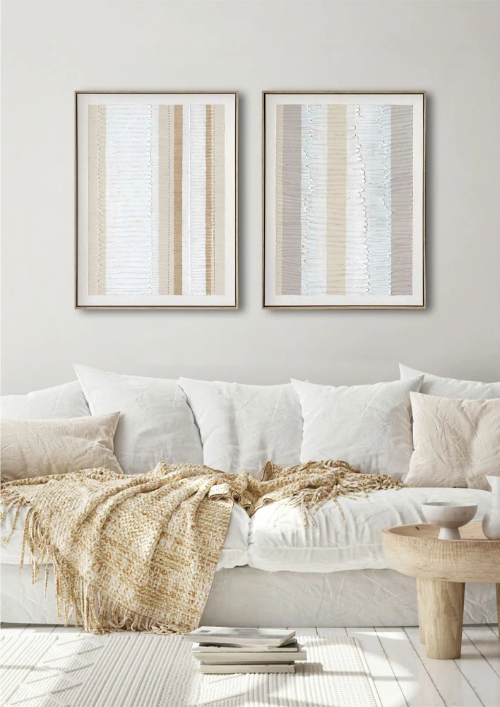 Pikturë dekorative Evik, kanavacë, ngjyrë e bardhë, bezhë, gri, natyrale, 60x80x4cm