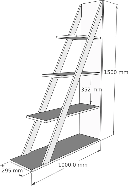 Raft librash këndor modern, ngjyrë antracit, 100x30x150 cm