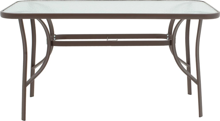 Tavolinë me karrige Ensure-Sussie, metal, ngjyrë kafe, 5 copë, 140x80x70cm