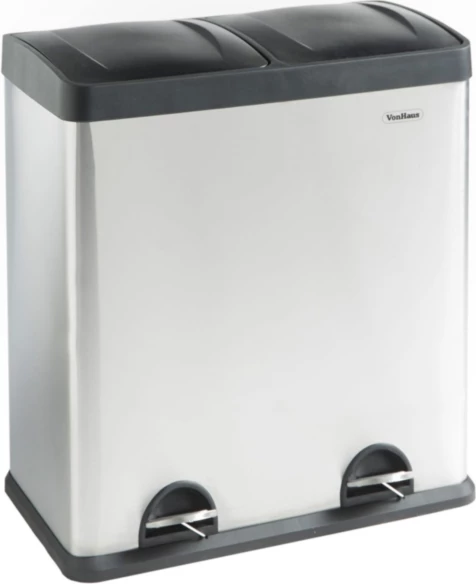 Kosh ndarës i mbeturinave VONHAUS 07/631 60L (2x30L) inox, gri/zi