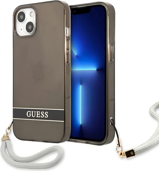 Mbështjellës Guess GUHCP13SHTSGSK për iPhone 13 mini 5.4", hardcase, me rrip, i zi
