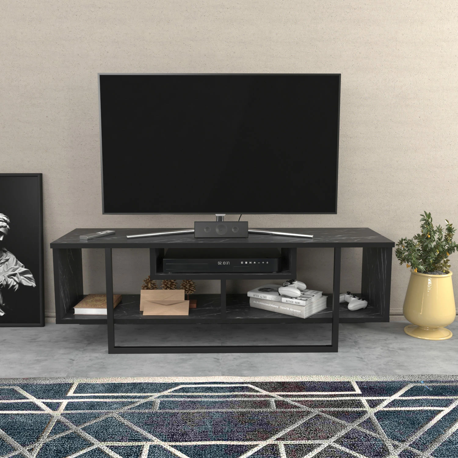 Komodë TV Hanah Home, Asal 120, e zezë