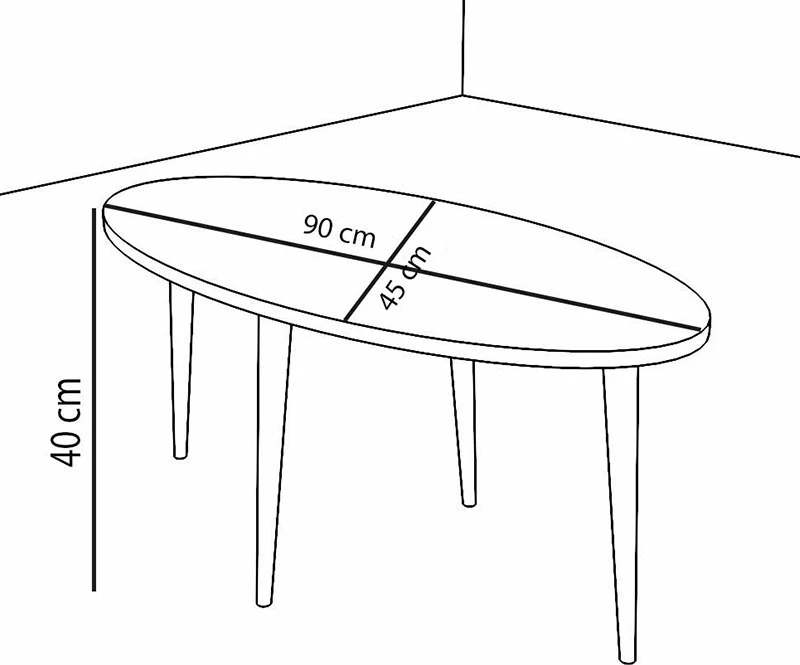 Tavolinë kafeje Barton, bardhë-kafe, 90x45x40cm