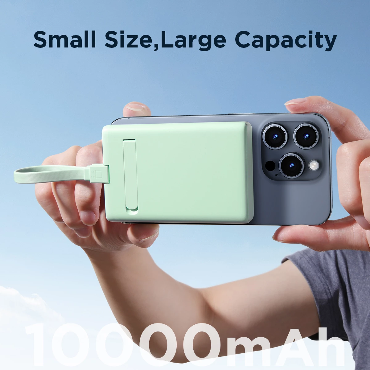 Powerbank Joyroom JR-PBM01, 10000mAh, 20W, me magnet, me mbajtëse, me kabllo Lightning-USB-C, e gjelbër