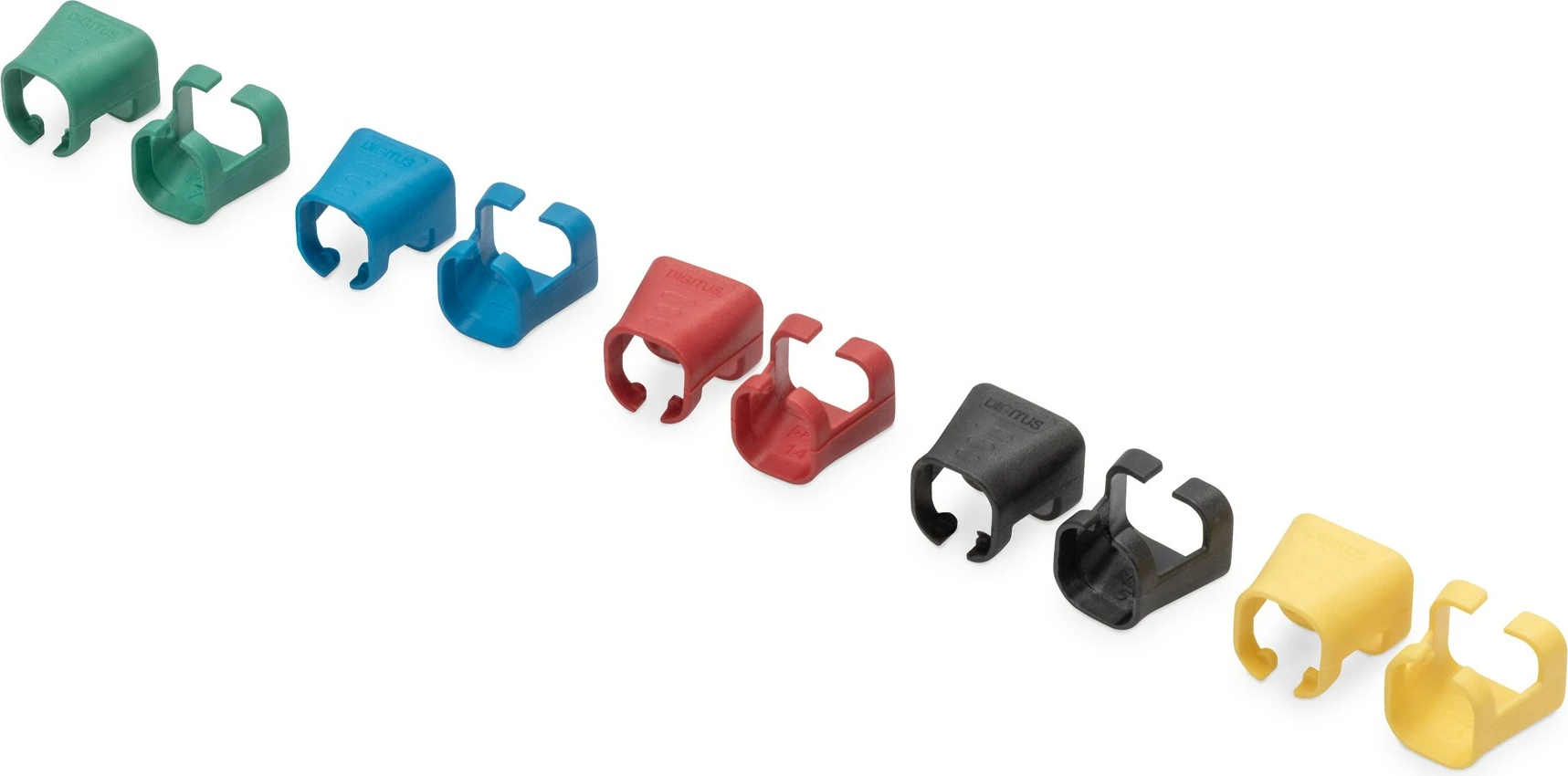 Kapëse ngjyra për patch kabllo Digitus, 100 copë, PVC, për Cat5e/6, ngjyra të përziera