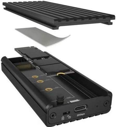 Kasë për SSD M.2 NVMe ICYBOX IB-1917M-C32a USB-C 3.2 Gen 2x2 20Gbps, e zezë, set 1 copë