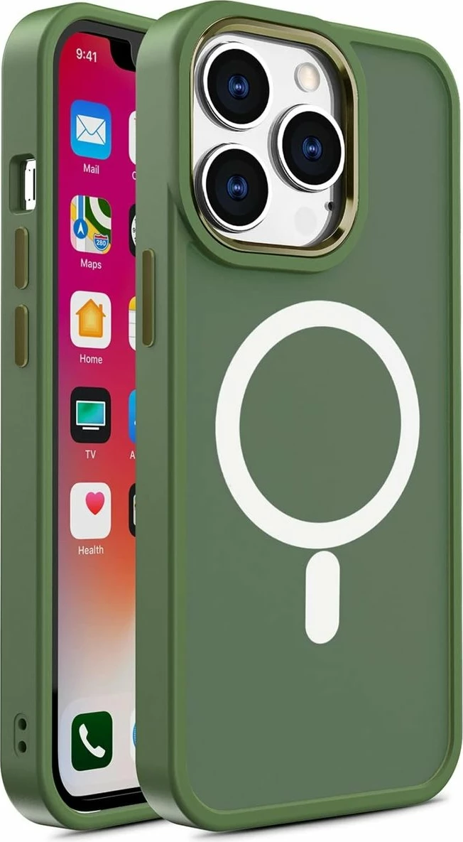 Mbështjellës Hurtel Color Matte Case për iPhone 15, MagSafe, Gjelbër