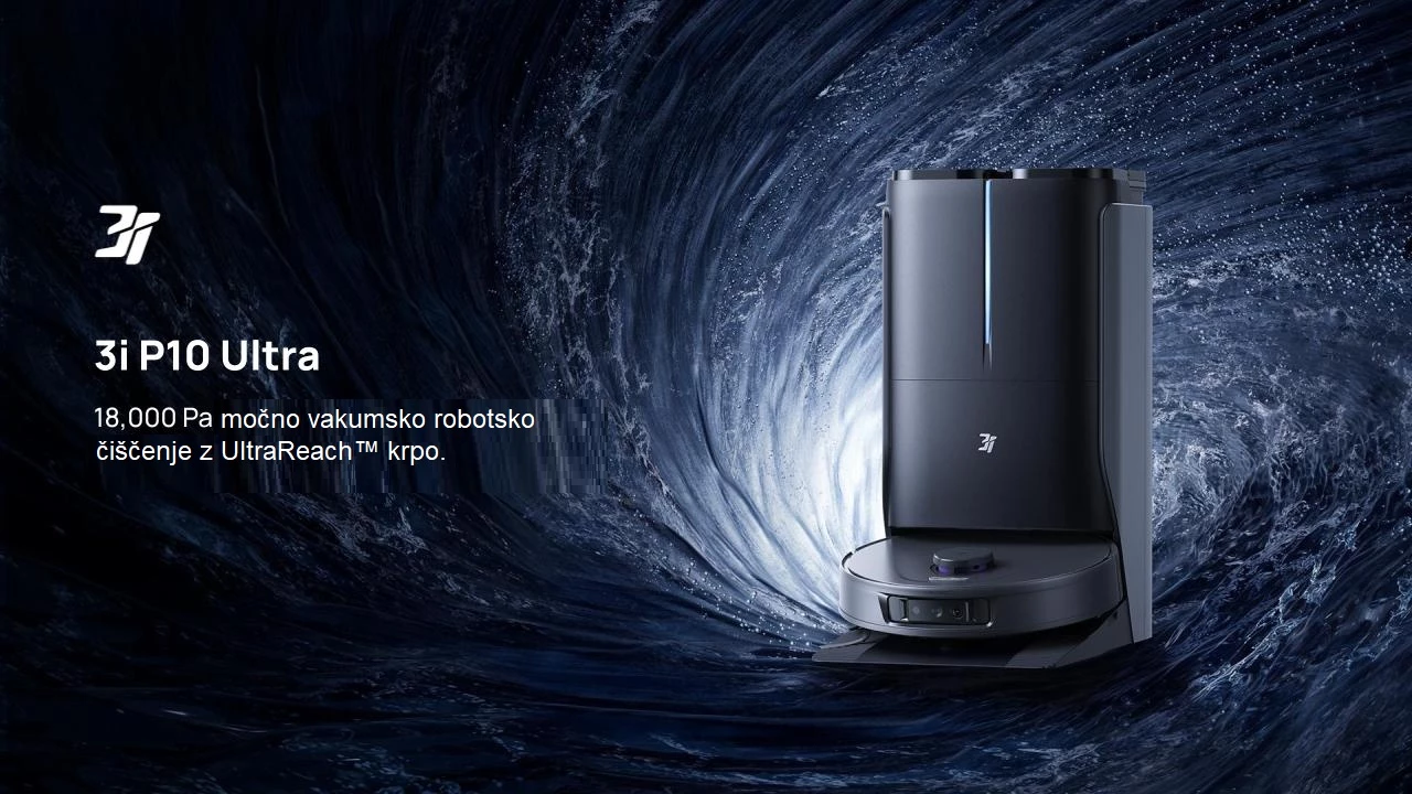 Robot fshesë me korrent 3i P10 Ultra 18000 Pa me stacion smart, e zezë