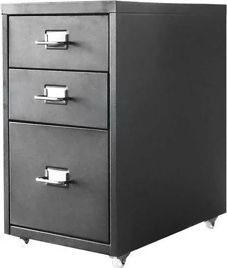 Njësi sirtarësh metalik Nextdeco me rrota, H48.6x28x41cm, E zezë