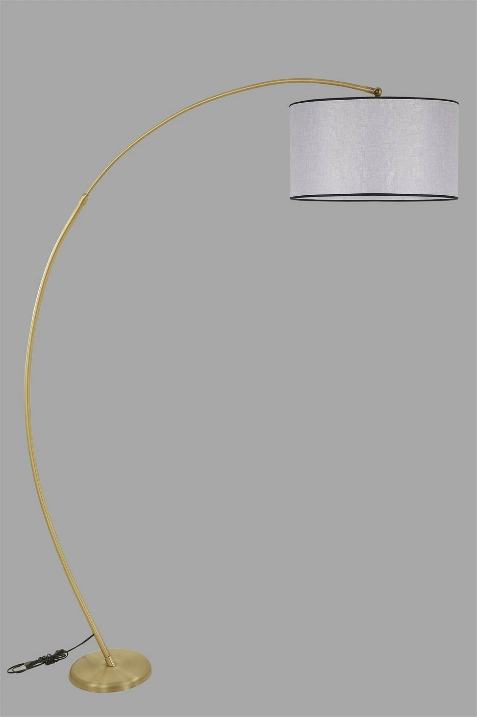 Llambë dyshemeje Opviq, trup metalik, abazhuri cilindrik, ngjyrë gri e çelët, lartësi e rregullueshme