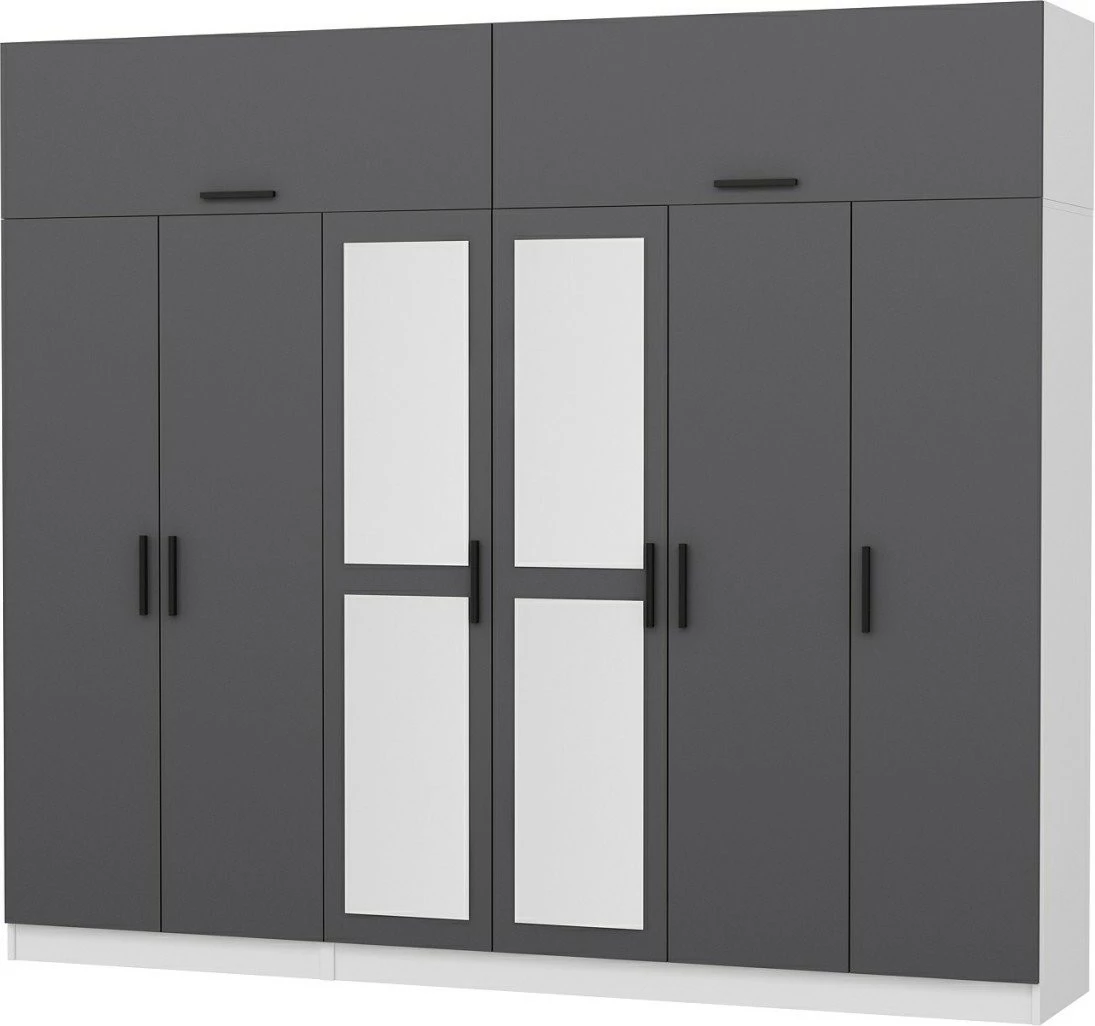Dollap garderobe Skye Decor, anthracite dhe i bardhë, 270x255x52cm, 11 pjesë