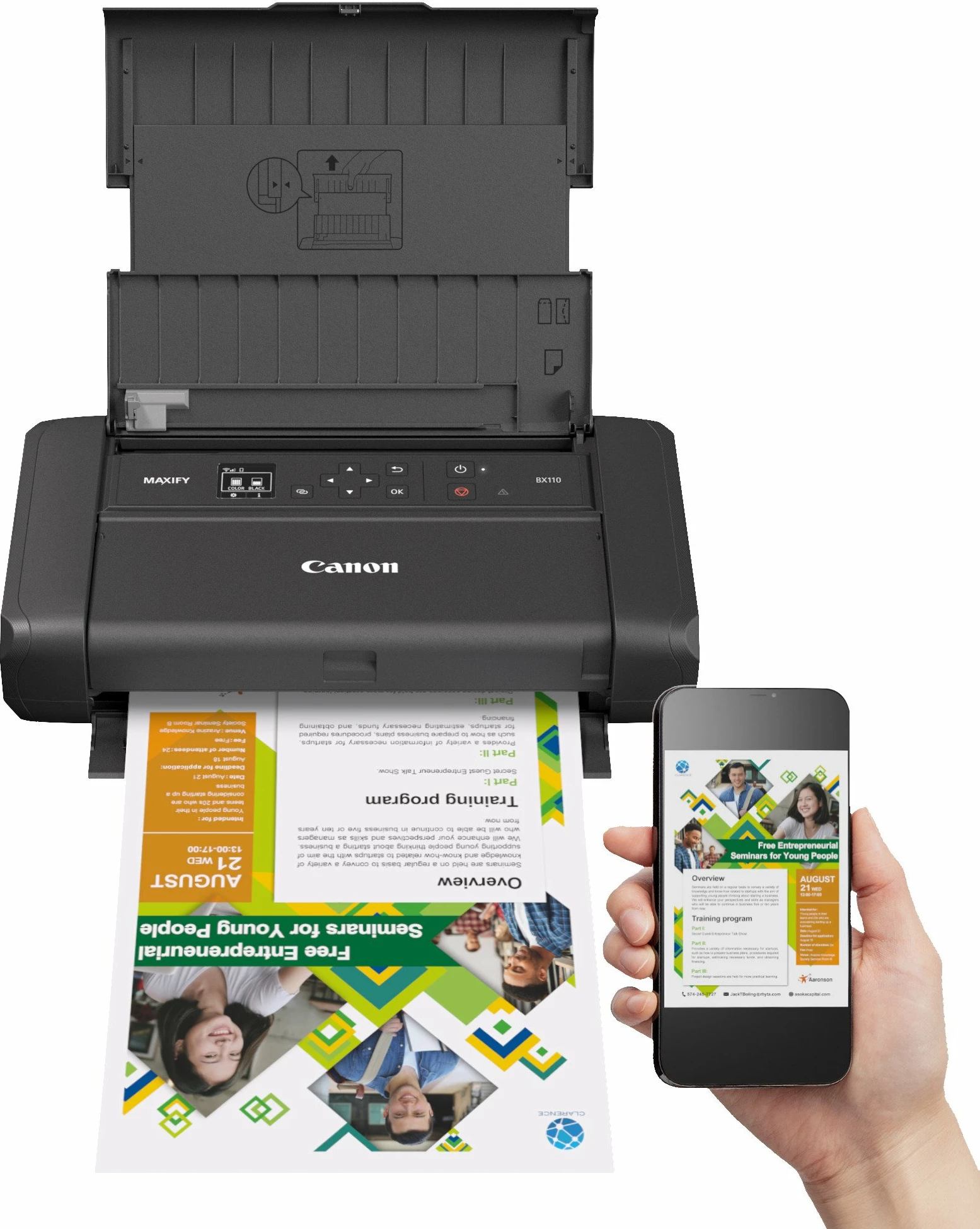 Printer inkjet mobil Canon MAXIFY BX110 7069C026, A4, Wi-Fi, USB, 4800x1200 dpi, i zi