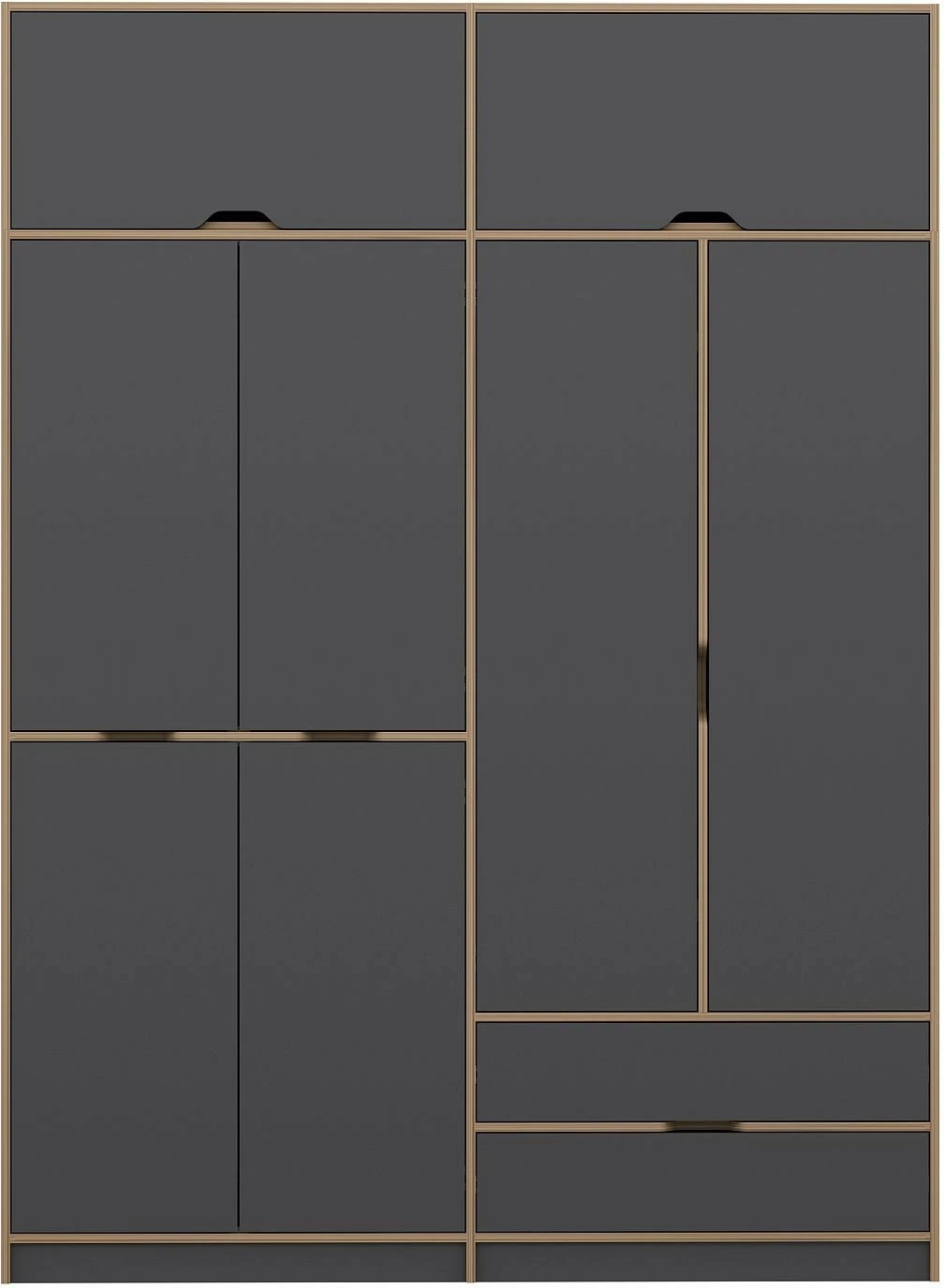Dollap Skye Decor, Elina, anthracite & dore, 185x253x52cm