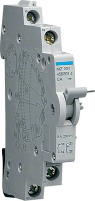Kontakt ndihmës Hager MZ201, 6A 240V, për MCB/RCBO