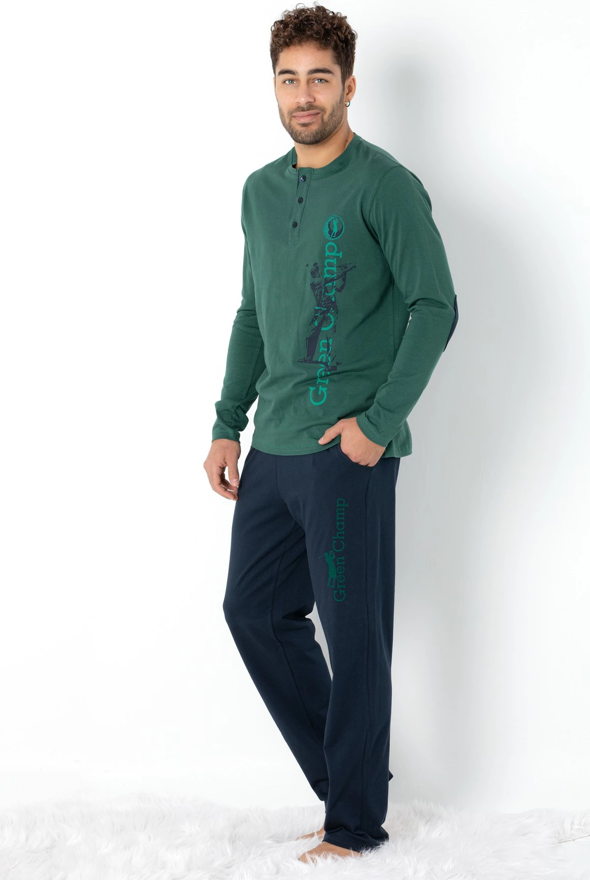 Set pizhamash për burra Jumeon, 002-000699004, ngjyrë e gjelbër