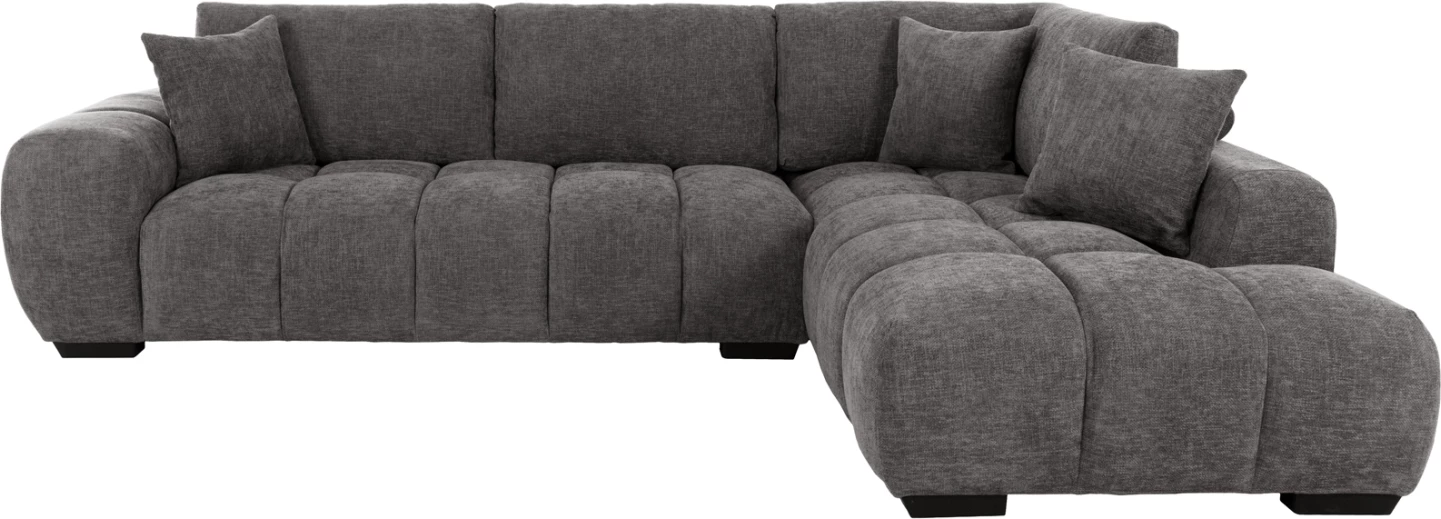 Këndi i divanit (djathtas) COVEN FH3266.03R, pëlhurë gri e errët, 298x102-208x85H cm