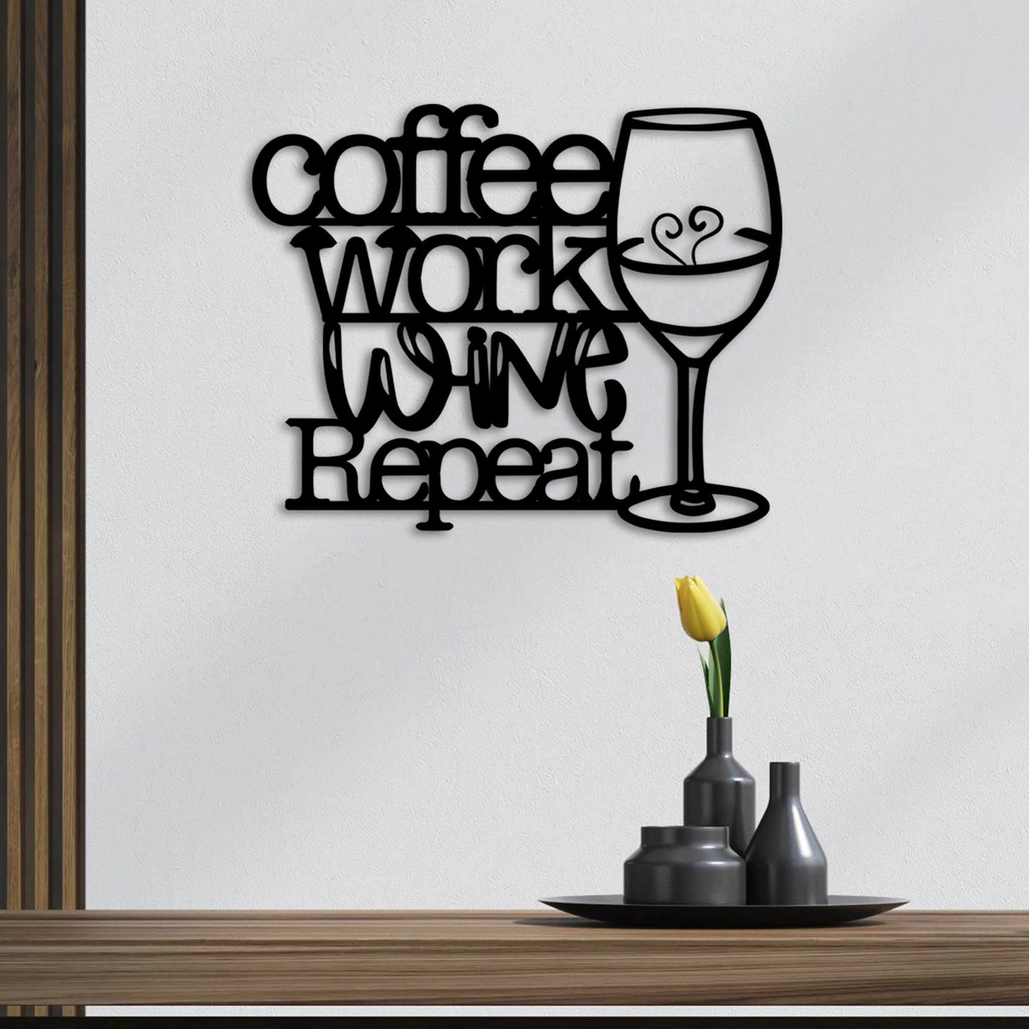 Aksesor dekorativ metalik për mur, Wallity, Coffee Repeat