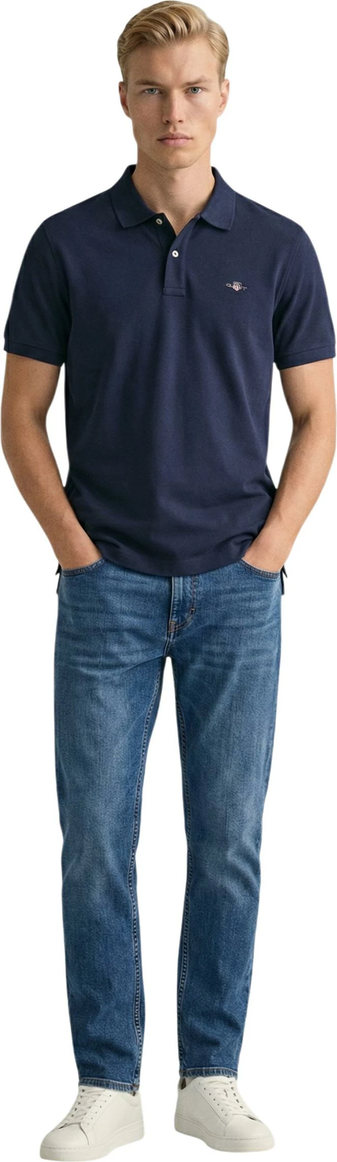 Maicë polo për meshkuj Gant REG SHIELD SS PIQUE 2601.002210, blu navy [Madhësia: S]