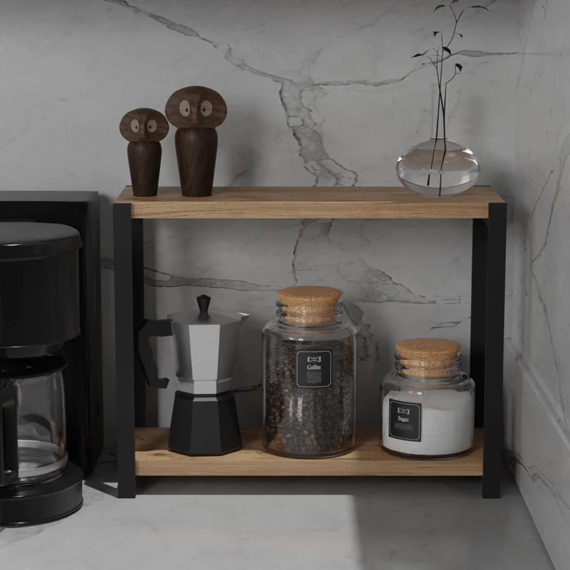 Raft tavoline Lerf melaminë lisi-metal i zi 45x17x35cm