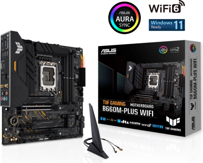 Pllakë amë ASUS TUF GAMING B660M-PLUS WIFI, DDR5, LGA1700, mATX, Wi‑Fi 6, 2.5GbE, USB 3.2 Gen 2x2, e zezë