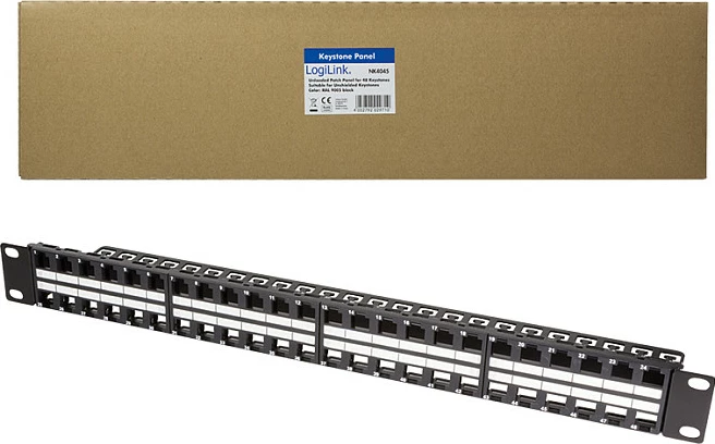 Patch panel Keystone LogiLink 1U, 48 porta, unshielded (UTP), i zi