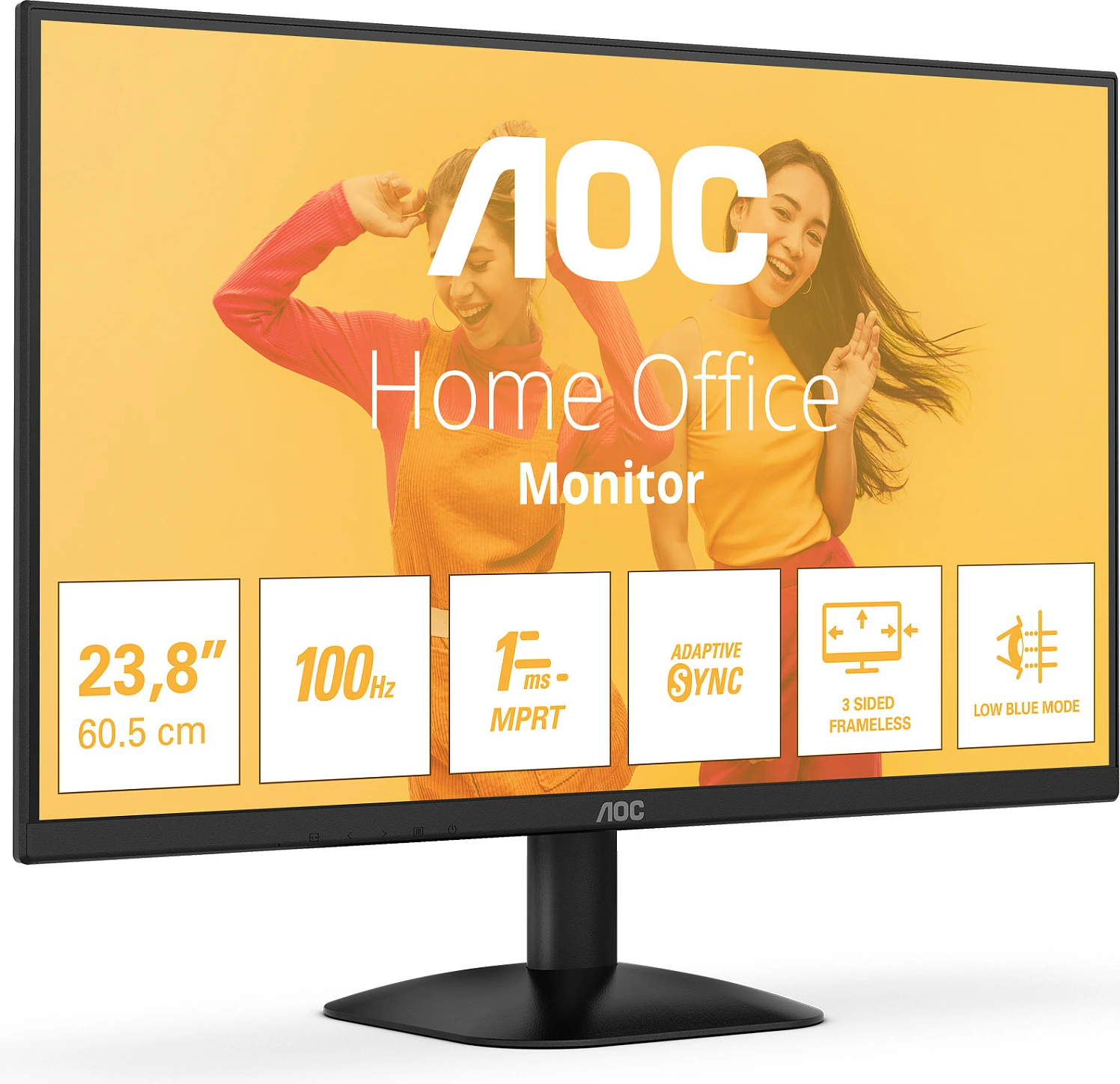 Monitor AOC 24B35HM2, 23.8", FHD, 100Hz, 1ms MPRT, Adaptive Sync, pa kornizë, i zi