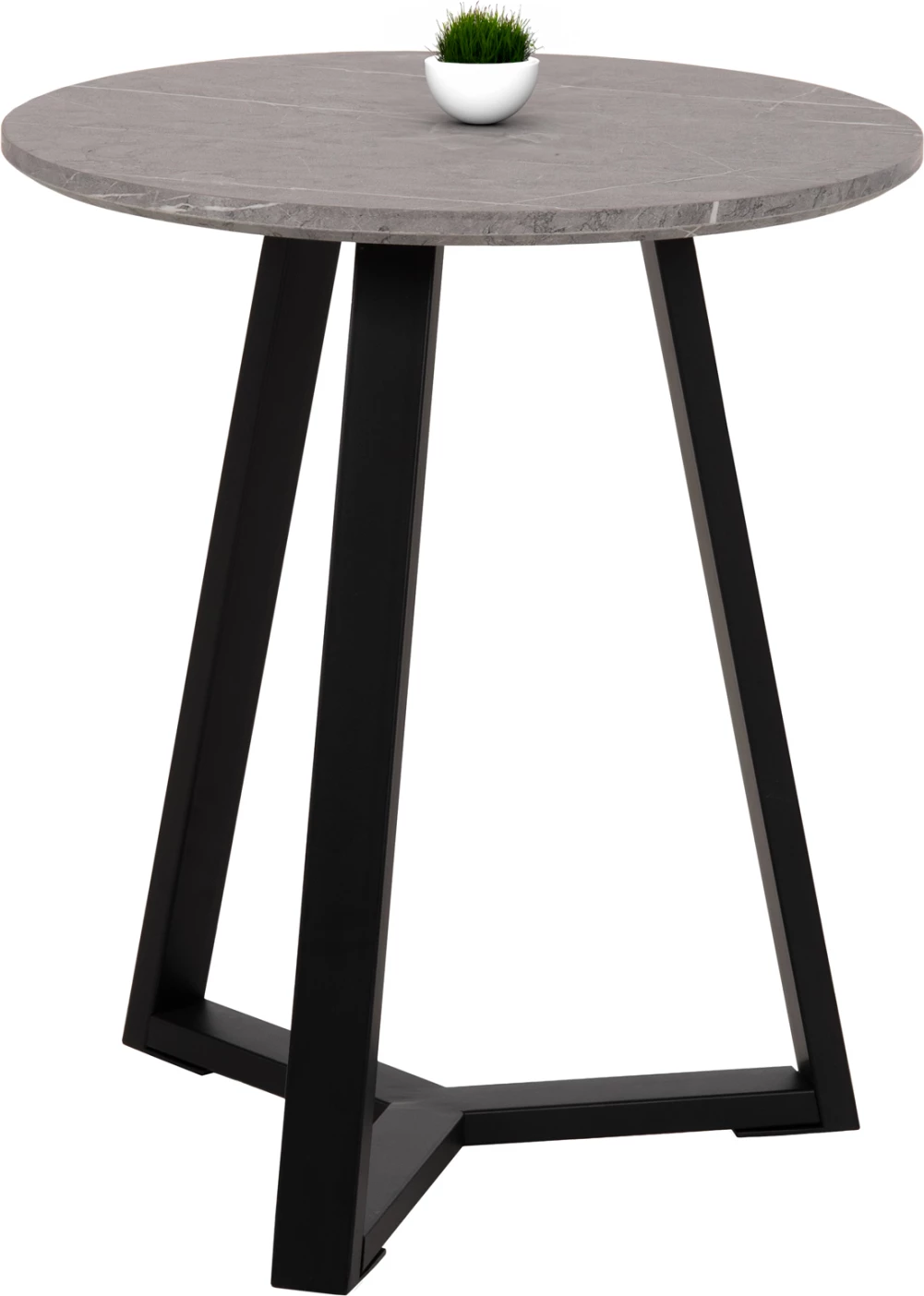 Tavolinë anësore FH9587.02 MDF mermer gri-bazë metalike e zezë Φ45x55Hcm