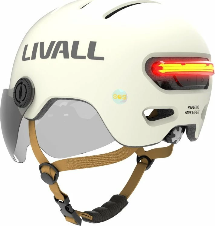 Helmet urban biciklete Livall L23, smart me sensor rënie SOS, LED, M 54-58 cm, i bardhë (L23-M-WHT)