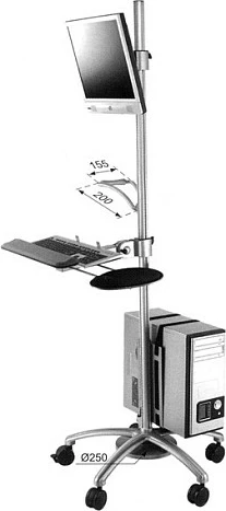 Platformë mobile për monitor/TV + PC ROLINE LCD TV + PC Mobile Computing Platform, 180 cm, VESA 75/100