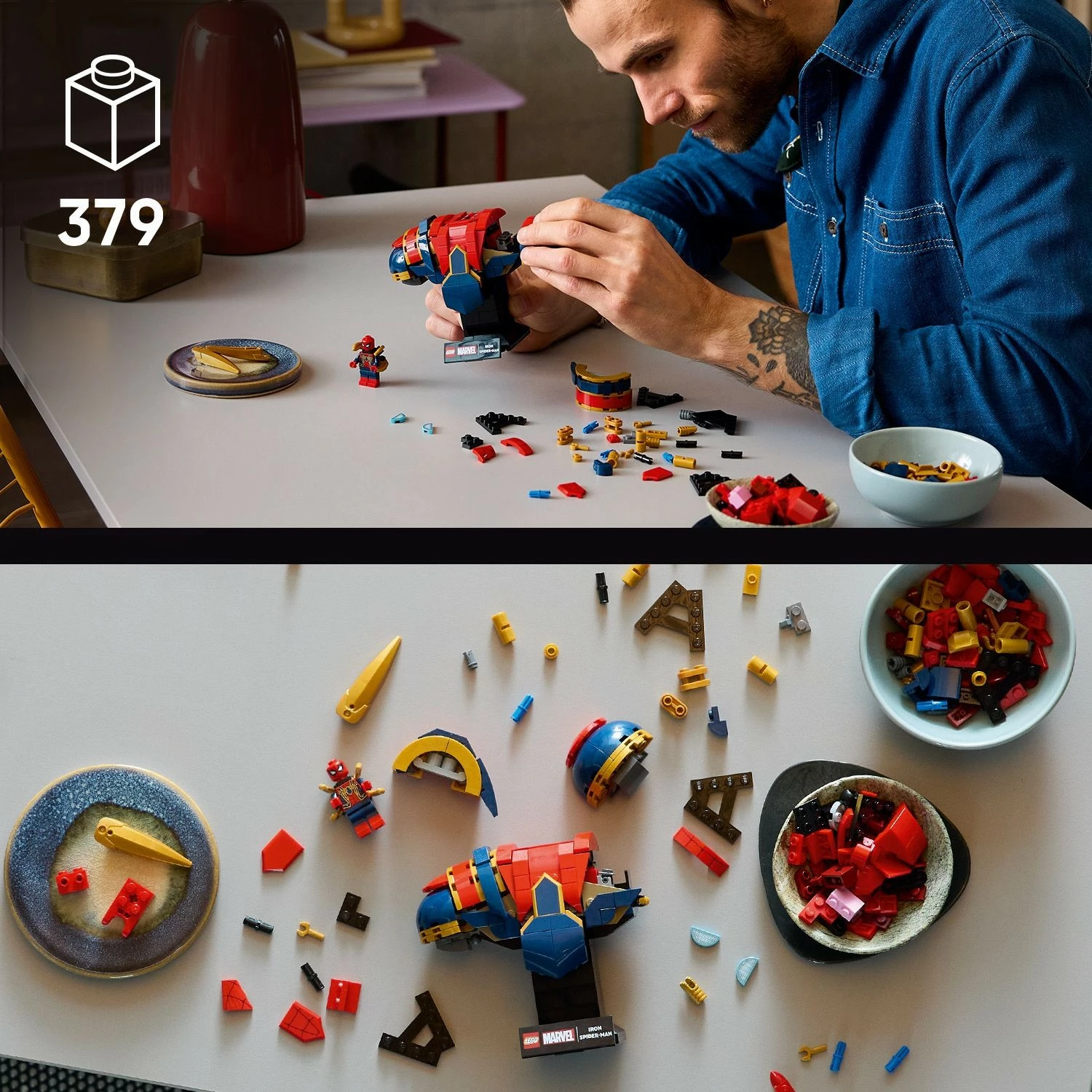 Set ndërtimi LEGO Marvel Iron Spider-Man bust 379 pjesë multikolor