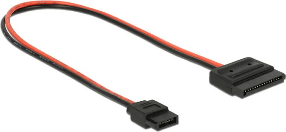 Kabllo adapter DeLOCK 84857, SATA 15-pin në Slimline SATA 6-pin, 0.24 m, e zezë/kuqe