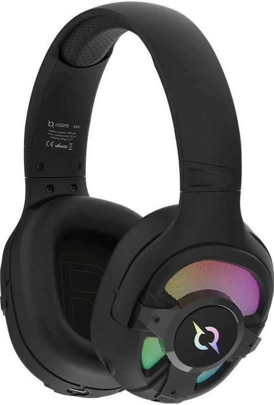 Kufje AQIRYS ARA, Wireless&BT+Wired, për lojtarë, ngjyrë e zezë