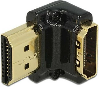 Adapter HDMI DeLOCK HDMI-A 90° mashkull/femër, 4K, i zi