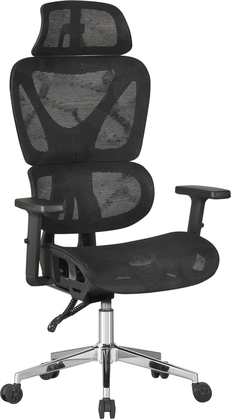 Karrige zyre ergonomike NOVAR, rrjetë e zezë, bazë kromi, 51x49x129cm