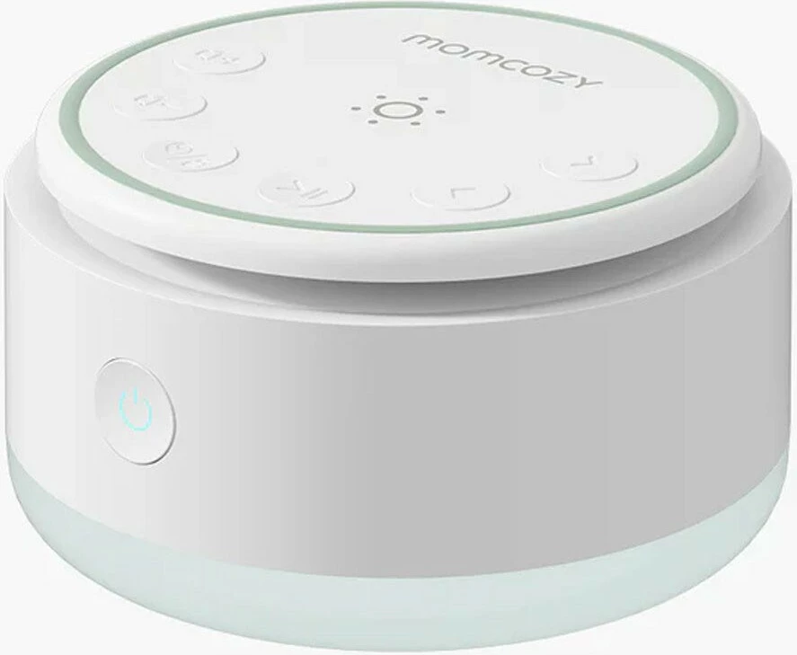 Aparat portativ me zhurma për bebe Momcozy WN007-GW00BA, 20 tinguj, bateri 1200mAh, dritë nate me prekje, e bardhë/jeshile mente