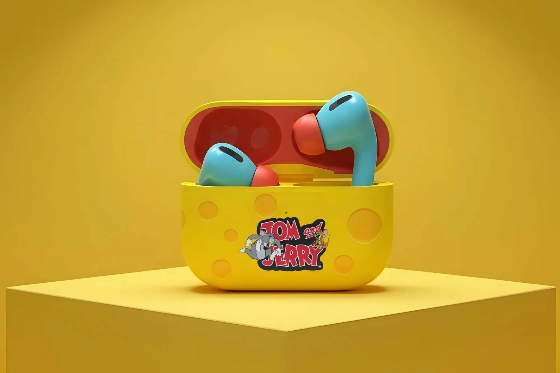 Kufje Moye Tom & Jerry True Wireless, Bluetooth 5.4, 13 mm, USB-C, 30 mAh + 250 mAh, verdhë/kalter (me kuti karikimi)